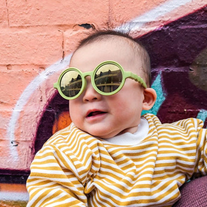 Avocado Green Sunglasses for babies and kids between 0 - 12 years old.